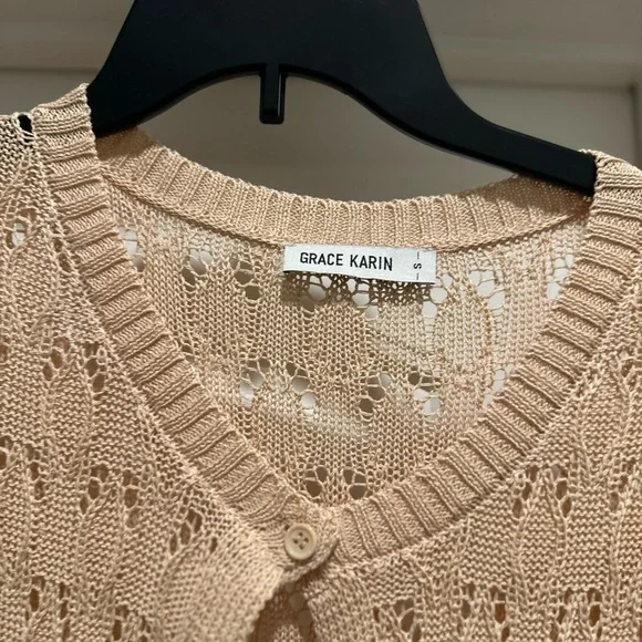 Grace Karin Beige Knit Cardigan - Picture 2 of 2